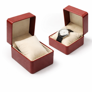 Boîte à montre de luxe, boîte à bijoux en cuir rigide à charnières personnalisée, insert pour montre, gaufrage, logo personnalisé, prix de gros - Product Image 2