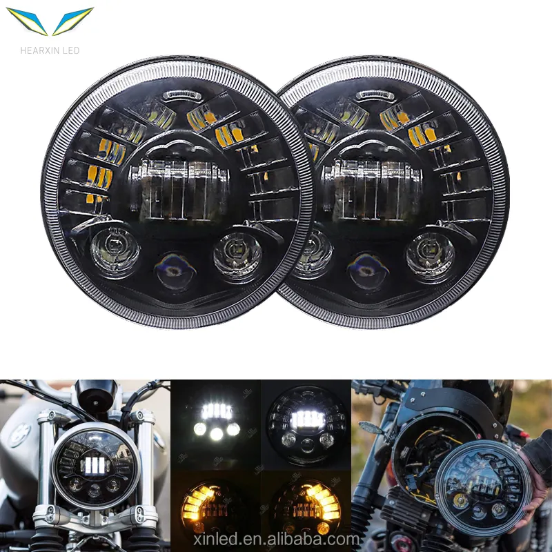 7 Inch Round LED Motorcycle Headlight Automatic Turning Changes Motorcycle Headlights Fit For Harley Davidson