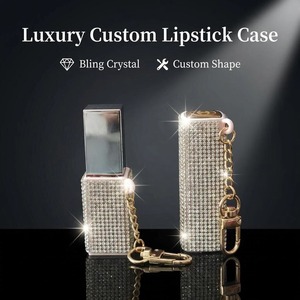 Elegante Porta <span class=keywords><strong>Rossetto</strong></span> e Strass Scintillante, Custodia Portatile per <span class=keywords><strong>Rossetto</strong></span> con Portachiavi, Porta Balsamo Labbra - Product Image 1