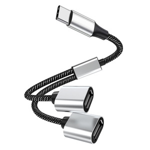 Extensor de concentrador USB tipo C plateado nuevo tipo C a hembra <span class=keywords><strong>Y</strong></span> Splitter Cable OTG adaptador de transferencia convertidor portátil Multi Hub - Product Image 1
