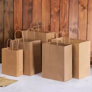 अनुकूलित श्वेत पेपर बैग क्राफ्ट पेपर बैग थोक क्राफ्ट खाद्य पैकिंग बैग हैंडल के साथ