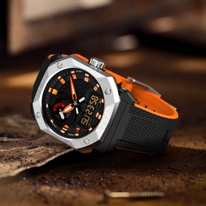 New Fashion Sports Men Quartz WatchDual Screen Electronic <b>Watch</b> Stainless Steel Luminous Dial PlasticStrap Waterproof <b>Watch</b> - Product Image 3