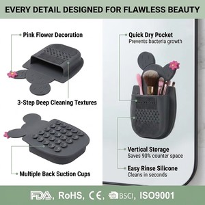 Tappetino Multiuso per la Pulizia dei Pennelli da Trucco, Porta Rossetti in Silicone, Organizer Cosmetico Premium per Pennelli - Product Image 5