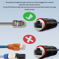Conector de Cable de red Ethernet IP67 a prueba de agua RJ45, adaptador de acoplador Lan para exteriores de doble cabezal hembra para acoplador Cat5e Cat6 Rj45