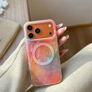 Luxury Rainbow Graffiti IMD Magnetic Mobile Phone <b>case</b> for iPhone 17 16 Pro Max Glitter colorful shell pattern Laser back Cover - Product Image 3