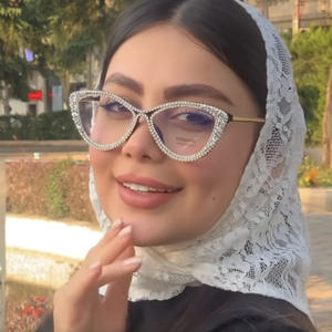 キャッツアイビンテージ女性用眼鏡手作りダイヤモンドがちりばめられたファインフレーム眼鏡アンチブルーライトメガネ女性用 - Product Image 4