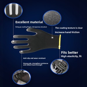 Guantes de trabajo industriales para hombres de alta calidad, resistentes al desgaste, antideslizantes, recubiertos de <span class=keywords><strong>PU</strong></span>, excelentes guantes de seguridad de agarre - Product Image 6