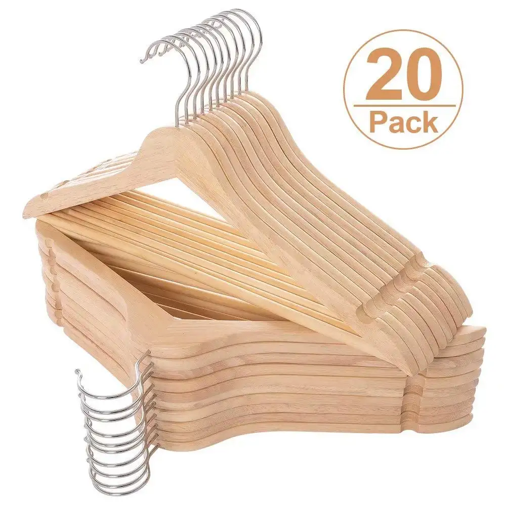 Top Quality Anti-slip Nature Wooden Clothanger Rack para armazenamento Coat Shirt