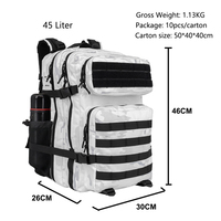 Sac à dos de fitness tactique 25L 35L 45L Sac à dos camouflage blanc Grand sac à dos Camouflage de neige Sac de voyage extérieur multifonction Sac à dos