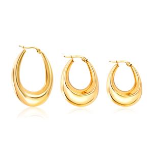 Pendientes de Aro Gruesos de Acero Inoxidable Chapados en Oro, Joyería de Moda 2021 para Chicas y Mujeres - Product Image 1