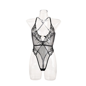 Lingerie Érotique <span class=keywords><strong>Femme</strong></span> Ultra Sexy, Nuisette Broderie Col Plongeant en V, Motif Floral Cœur en Strass, Tenue de Nuit Ajustée - Product Image 6