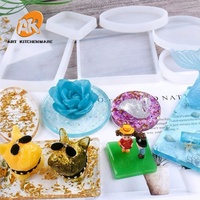 Moule en Silicone AK Rond Carré Rectangle Cœur pour Sous-Verre en Résine Époxy, Création de Base de Rangement de Bijoux DIY, Plateau à Tasses, Décoration Maison