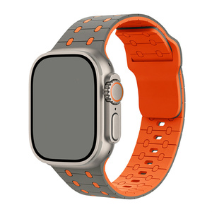 สายนาฬิกาซิลิโคนระบายอากาศได้ดี สายรัดข้อมือนุ่ม ปรับได้ สำหรับ Apple ultra 49 46 45 42 40 มม. ซีรีส์ Carved ใหม่ - Product Image 4