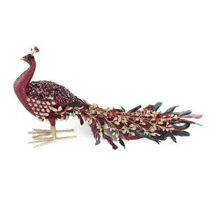 Искусственные плюшевые настольные украшения блестящие перья птицы освещенные птицы для рождественских украшений