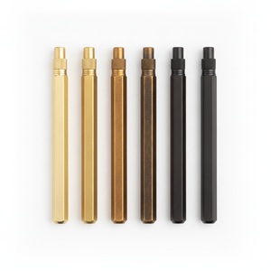 Stylo bille en laiton massif, corps hexagonal, laiton brut non plaqué, bouton poussoir moleté, logo personnalisé, cadeau - Product Image 6