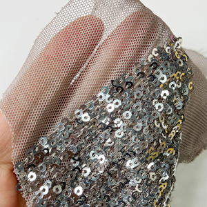 High End Elegant Embroidery Soft Women Stretch Evening Dress Spandex Tulle Mesh Lace 3mm Shine Black Sequin <strong>Net</strong> <strong>Fabric</strong> - Product Image 4