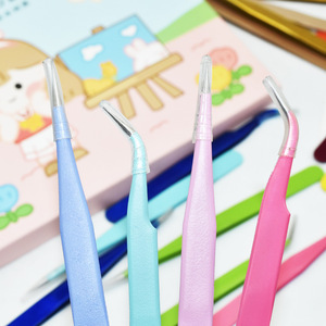 Pinzas de colores macaron al por mayor, pinzas de acero inoxidable para extensiones de pestañas, clips para diario, cortaúñas puntiagudos para decoración de uñas - Product Image 1