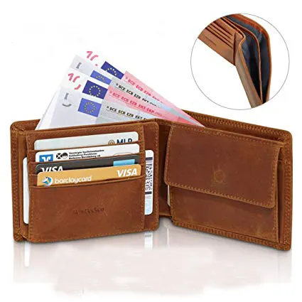 RFID blocking crazy horse cowhide Leather credit card holder Wallet casual Men genuine Leather Wallet for man