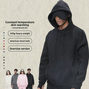 <span class=keywords><strong>Sudadera</strong></span> con <span class=keywords><strong>Capucha</strong></span> y Máscara para Ojos, 350G, con Felpa, Estilo Americano, en Oferta - Product Image 2