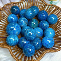 Sphère d'apatite bleue naturelle, guérison par le Reiki, boule de cristal polie sculptée à la main, sphère de pierre précieuse pour la décoration de la maison