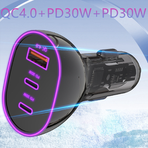 双pd 30w qc4.0超快车载充电器85w <span class=keywords><strong>3</strong></span>端口手机发光二极管点烟器适配器 - Product Image 3