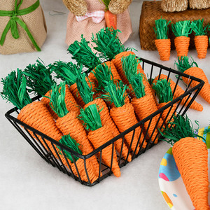 Children's DIY Straw+Fabric Carrot Pendant for Christmas <b>Halloween</b> Easter Festive Scene Party <b>Decorations</b>-Hatty Brand - Product Image 2