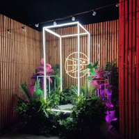 Cabine Photo Personnalisée avec Cadre Métallique Intérieur pour Événements, Décor de Magazine Photo Booth avec Lumière LED