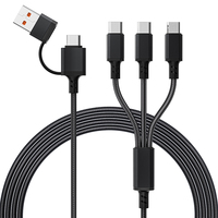 Cable USB 5 en 1 Personalizable, Cable de Carga Rápida con Trenzado de Nailon para Teléfono Móvil, Tableta, Auriculares, Computadora, Cobre Puro, con Logotipo