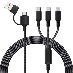 Tùy Chỉnh 5-Trong-1 Cáp <span class=keywords><strong>USB</strong></span> Nylon Bện Nhanh Chóng Sạc Cáp Dữ Liệu Cho Điện Thoại Di Động Máy Tính Bảng Tai Nghe Máy Tính Đồng Nguyên Chất Logo - Product Image 4