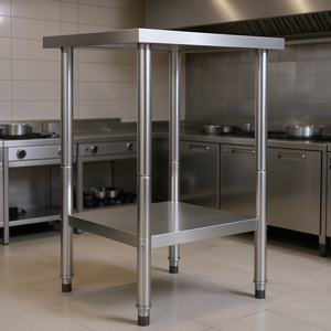 Mesa de trabajo de cocina comercial 23,6 "x 23,6" x 33,5 "Fabricación de acero inoxidable - Product Image 2