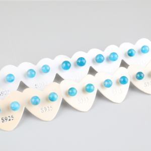 Clou en pierre naturelle, cristal, <span class=keywords><strong>Quartz</strong></span>, perles rondes, couleur argent 925, bijoux d'oreille simples, boucles d'oreilles perlées - Product Image 3