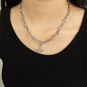 Cuban Chain Anchor Necklace And <b>Bracelet</b> <b>Set</b> Zinc Alloy Unisex Party Fashion Jewelry <b>Set</b> - Product Image 4