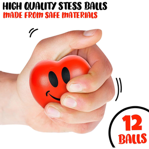 Jouets en mousse rouge anti-stress, balles à presser avec visage souriant, cœurs à presser pour enfants et adultes - Product Image 2