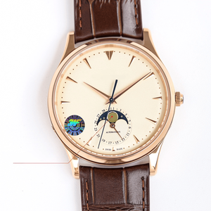 Refined Men's Self-Winding Mechanical Watch Moon Phase <b>Calendar</b> Leather Strap Metal Case for Office Meetings and Casual Occasion - Product Image 2