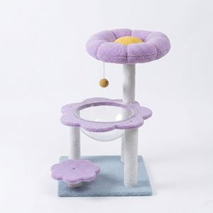 Rascador para gatos con forma de flor, cápsula espacial integrada, juguete para mascotas que ahorra espacio, poste rascador de felpa para gatos, apto para gatos grandes - Product Image 4