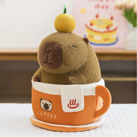 Couvre-tasse à café Capybara orange personnalisé de haute qualité, en tissu pelucheux, ours doux et chaud en coton, doublure en maille brodée, jouet mignon