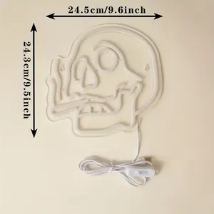 1: ضوء النيون <span class=keywords><strong>Led</strong></span> من اللوحة الخلفية ، جمجمة السيجار لديكور المنزل ، نيون كهف الرجل ، مدعوم من USB 5V - Product Image 3