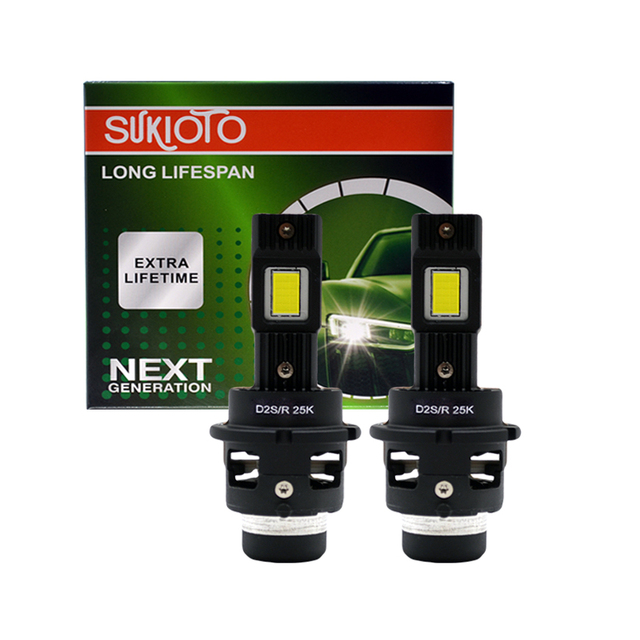 SUKIOTO JAPAN Canbus Error Free D4S D4R D2R D2S LED Headlight Bulbs 6500K White LED Conversion Kit 12V Plug Play Replace HID