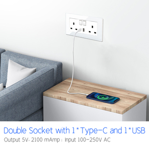 Bingoelec UK Standard <strong>USB</strong> Type <strong>C</strong> Electric Button <strong>Switch</strong> Wall Socket 13A Power Outlet - Product Image 5