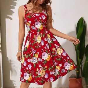 2025 mujeres europeas americanas sin mangas cuello Patchwork estampado chaleco vestido de <span class=keywords><strong>fiesta</strong></span> de verano para <span class=keywords><strong>Amazon</strong></span> Comercio exterior transfronterizo - Product Image 3