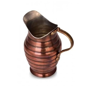 Carafe en tranches de cuivre faites à la main de Style Ottoman pour le Service aux boissons, couleur oxyde de Surahi, aspect Antique de Style traditionnel Antalya - Product Image 3