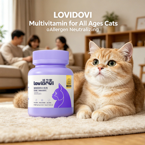 Lovidovi Multivitaminas para Gatos, Tabletas Suplementarias para Reducir Alergias, 180 Unidades, Cuidado de la Vista, Inmunidad y Salud Nerviosa Felina, OEM ODM a Granel - Product Image 1