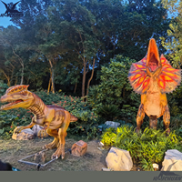 Patung Dinosaurus Animatronik Dilophosaurus Raksasa Berbahan Logam Ukuran Asli untuk Taman Hiburan, Pusat Perbelanjaan