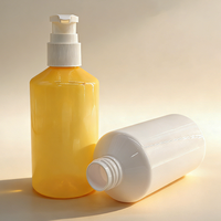Botol Krim Badan Bulat Berwarna Kuning dengan Tutup Tekan, Botol Gel Mandi Plastik PET Putih, Buatan Cina