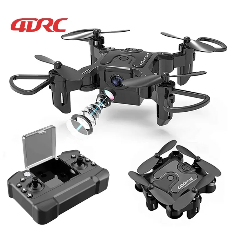4DV2 Mini Pocket Folding Drone Air Pressure Altitude Hold Voice Control 3D VR WiFi FPV 4K HD Camera Aerial UAV RC Quadcopter RTF