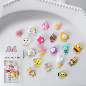 10pcs Mixed Nail Ornament Resin Diamond Cute Cartoon Animal Series Bear Nail Ornament Diamond