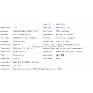 New 22 inch 1680*1050 <span class=keywords><strong>LCD</strong></span> hiển thị g220svn01.0 với LVDS giao diện - Product Image 4
