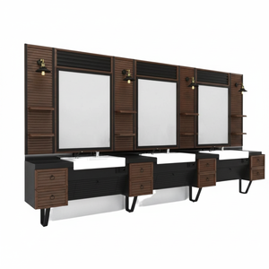 Mueble de Barbería Moderno y de Lujo para Barberías Elegantes, Hecho de Madera Resistente, Muebles Comerciales para Salón, Modelo de Fábrica de Muebles de Barbería - Product Image 2