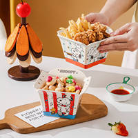 Bol à popcorn en céramique Snoopy, joli bol carré pour frites, chips et desserts, compatible micro-ondes, idéal pour les soirées cinéma