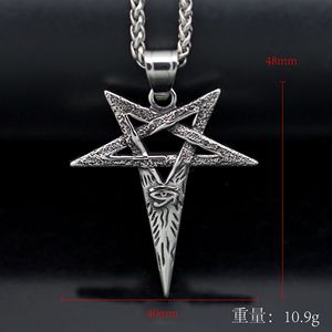 Gothique Viking <span class=keywords><strong>Diable</strong></span> Oeil <span class=keywords><strong>Pentagramme</strong></span> Charme Collier Mode Hommes En Acier Inoxydable Pendentif Juvénile Cadeau Biker Bijoux Accessoires - Product Image 3